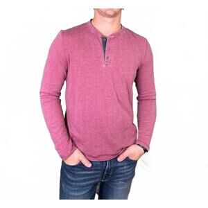 NEW FLAGS & ANTHEM chatham burnout long sleeve slub henley tee in red